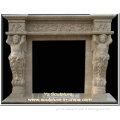 Antique Carved Marble Fireplace With Stone Figures
